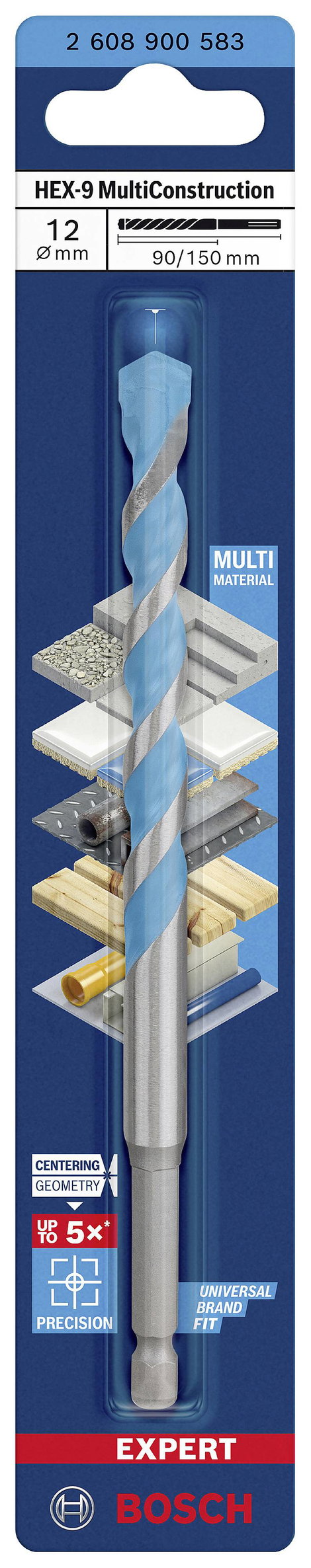 Bosch Accessories EXPERT HEX-9 2608900583 Többcélú fúró 1 db 12 mm Teljes hossz 150 mm Hatlap szár 1 2. kép