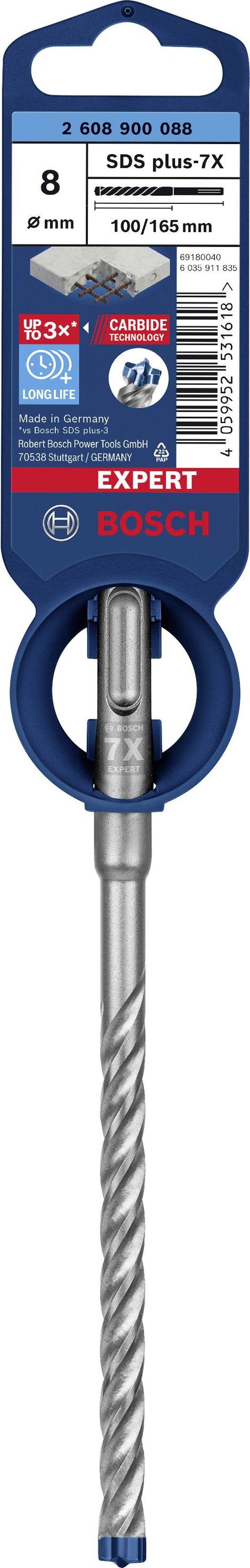 Bosch Accessories EXPERT SDS plus-7X 2608900088 Kalapácsfúró 1 db 8.00 mm Teljes hossz 165 mm SDS-Pl 2. kép