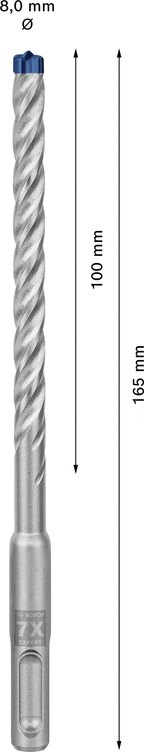 Bosch Accessories EXPERT SDS plus-7X 2608900088 Kalapácsfúró 1 db 8.00 mm Teljes hossz 165 mm SDS-Pl 5. kép