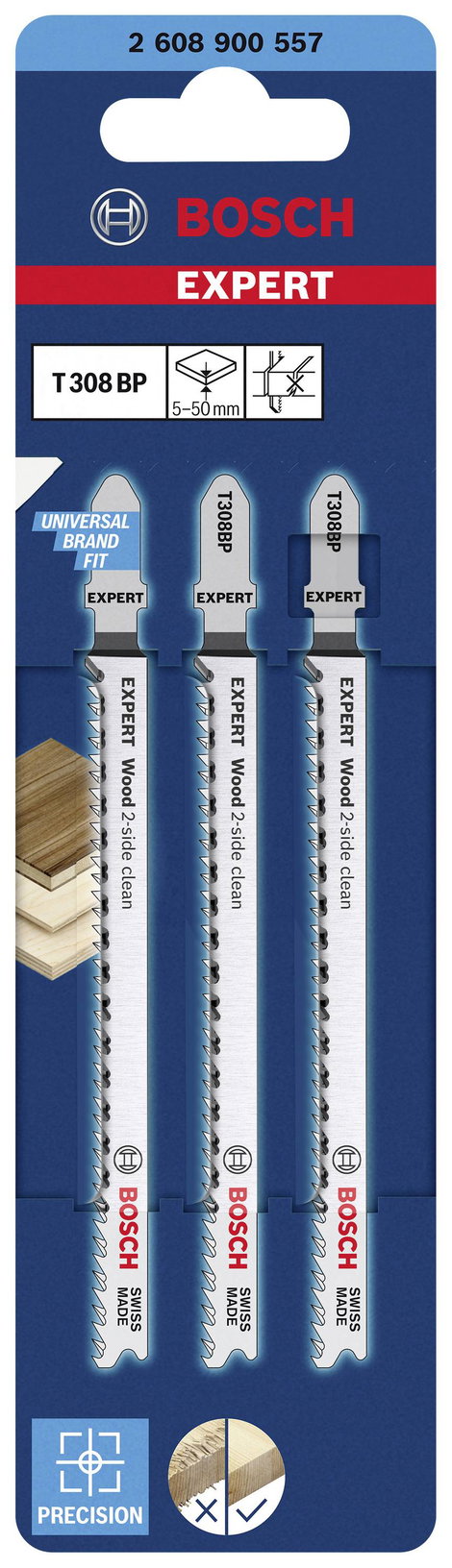 Bosch Accessories 2608900557 SZAKÉRTŐ Wood 2-old clean clean T 308 BP szúrófűrészlap, 3 db 3 db 2. kép