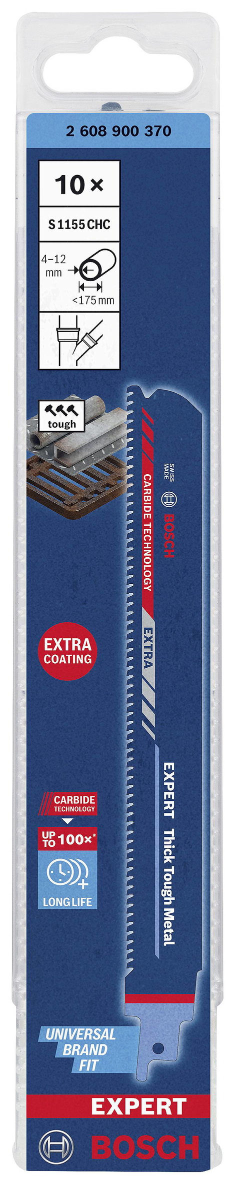 Bosch Accessories 2608900370 EXPERT ‘Thick Tough Metal’ S 1155 CHC Säbelsägeblatt, 10 Stück Fűrészla 2. kép