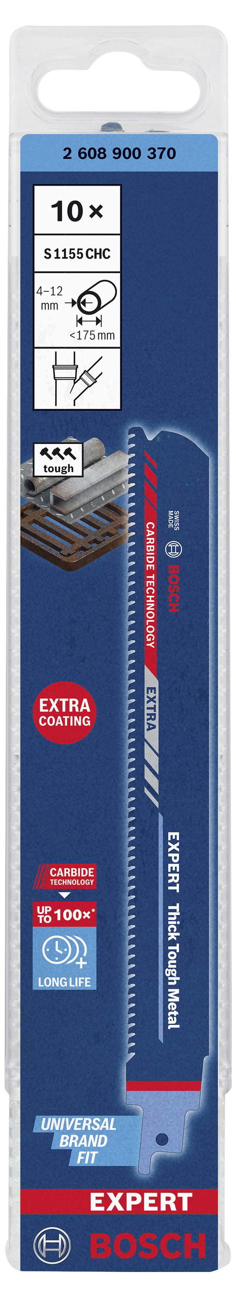 Bosch Accessories 2608900370 EXPERT ‘Thick Tough Metal’ S 1155 CHC Säbelsägeblatt, 10 Stück Fűrészla 3. kép