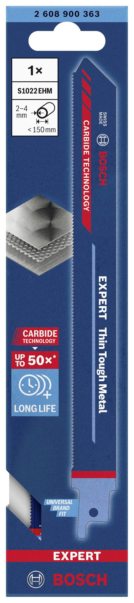 Bosch Accessories 2608900363 SZAKÉRTŐ Thin Tough Metal S 1022 EHM dugattyús fűrészlap, 1 db Fűrészla 2. kép