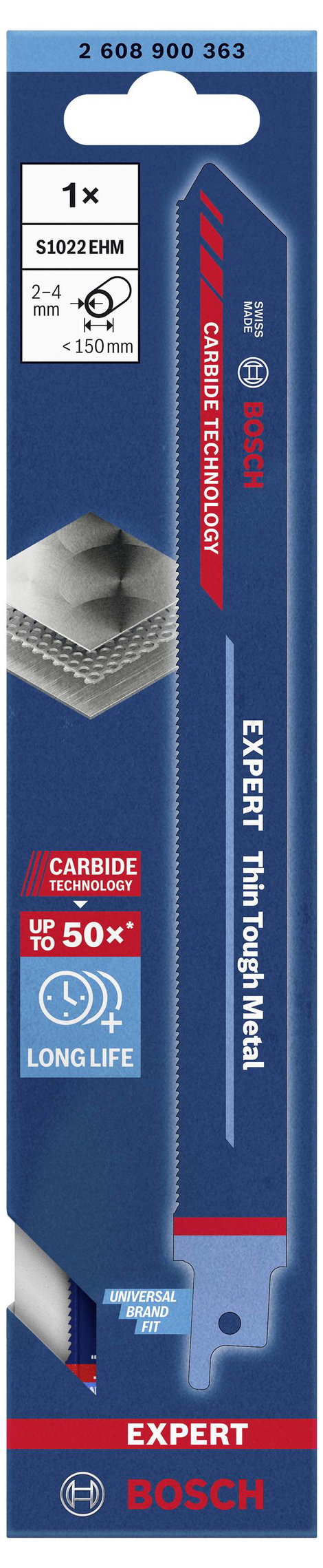 Bosch Accessories 2608900363 SZAKÉRTŐ Thin Tough Metal S 1022 EHM dugattyús fűrészlap, 1 db Fűrészla 3. kép