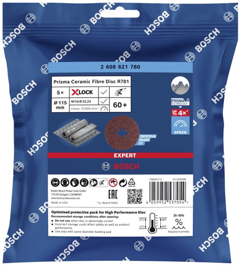 Bosch Accessories 2608621780 EXPERT R781 Rost tárcsa Ø 115 mm Furat átmérő 22.23 mm 5 db 2. kép