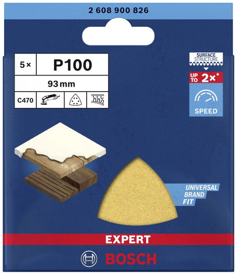 Bosch Accessories EXPERT C470 2608900826 Delta csiszolópapír Lyukas Szemcsézet 100 (H x Sz) 93 mm x  2. kép
