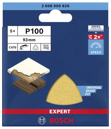Bosch Accessories EXPERT C470 2608900826 Delta csiszolópapír Lyukas Szemcsézet 100 (H x Sz) 93 mm x  3. kép