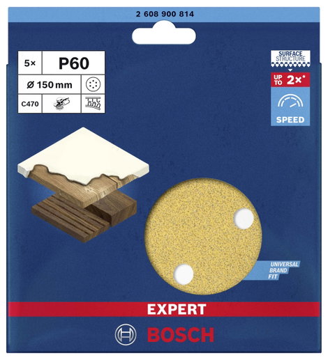 Bosch Accessories EXPERT C470 2608900814 Excenter csiszolópapír Lyukas Szemcsézet 60 (Ø) 150 mm 5 db 3. kép