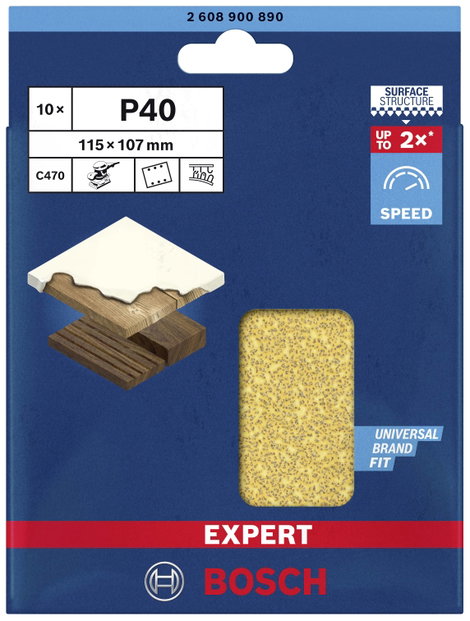 Bosch Accessories EXPERT C470 2608900890 Oszcilláló csiszolópapír Lyukas Szemcsézet 40 (H x Sz) 115 2. kép