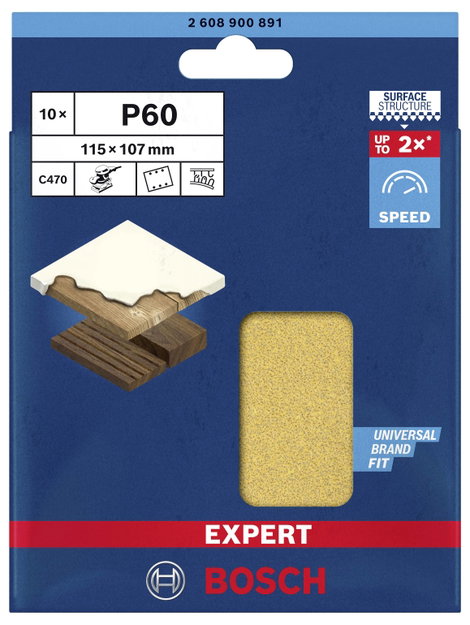 Bosch Accessories EXPERT C470 2608900891 Oszcilláló csiszolópapír Lyukas Szemcsézet 60 (H x Sz) 115 3. kép
