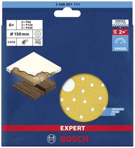 Bosch Accessories EXPERT C470 2608901111 Excenter csiszolópapír készlet Lyukas Szemcsézet 60, 120, 2 2. kép
