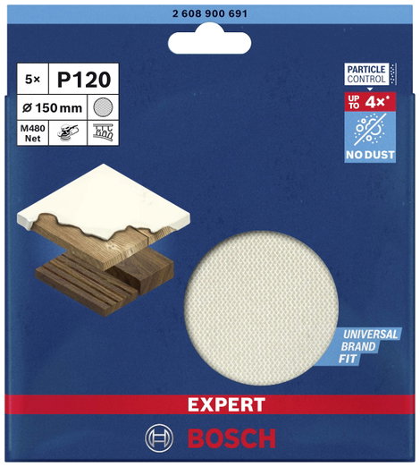 Bosch Accessories EXPERT M480 2608900691 Csiszolóháló excenter csiszolóhoz Lyuk nélküli Szemcsézet ( 2. kép