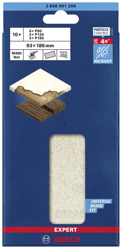 Bosch Accessories EXPERT M480 2608901206 Csiszolóháló készlet Lyukas Szemcsézet (num) 80, 80, 80, 80 2. kép