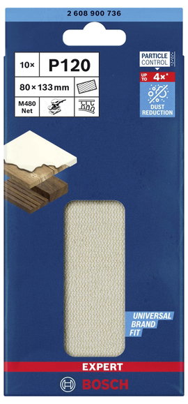 Bosch Accessories EXPERT M480 2608900736 Csiszolóháló rezgő csiszolóhoz Lyuk nélküli Szemcsézet (num
