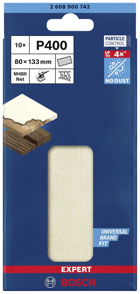 Bosch Accessories EXPERT M480 2608900742 Csiszolóháló rezgő csiszolóhoz Lyuk nélküli Szemcsézet (num