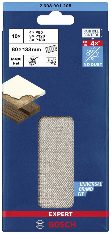 Bosch Accessories EXPERT M480 2608901205 Csiszolóháló készlet Lyukas Szemcsézet (num) 80, 80, 80, 80 2. kép