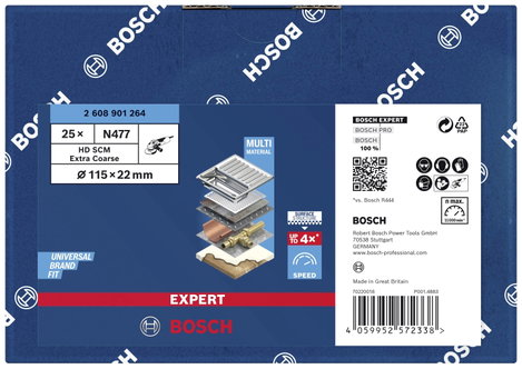 Bosch Accessories 2608901264 EXPERT N477 Csiszolótárcsa Ø 115 mm Furat átmérő 22 mm 1 db 2. kép