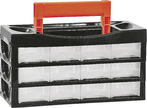 Alutec 66009 Rendszerező hordtáska (H x Sz x Ma) 128 x 34 x 68 mm Rekeszek: 12 Tartalom, tartalmi eg
