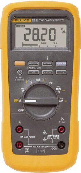 Digitális multiméter, por és vízálló True RMS mérőműszer 10A AC/DC Fluke 28II/EUR