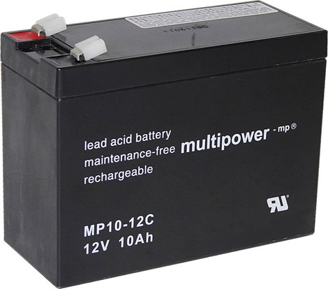 multipower PB-12-10-6,35 Ólomakku 12 V 10 Ah Ólom-vlies (AGM) (Sz x Ma x Mé) 151 x 118.5 x 65 mm 6,3