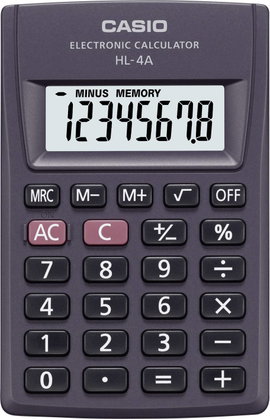 Casio HL-4A Zsebszámológép Elemekről üzemeltetett Antracit Kijelző (számjegy): 8
