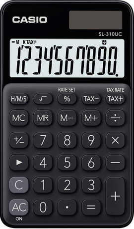 Casio SL-310UC-BK Zsebszámológép Napenergiával üzemeltetett, Elemekről üzemeltetett Fekete Kijelző (