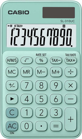Casio SL-310UC-GN Zsebszámológép Napenergiával üzemeltetett, Elemekről üzemeltetett Zöld Kijelző (sz