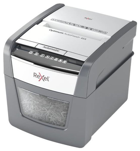 Rexel Optimum AutoFeed 45X Iratmegsemmisítő 45 lap Részecskevágás 4 x 28 mm P-4 20 l Szintén megsemm
