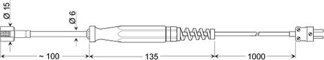 Greisinger GOF 400 VE Typ K felületi hőmérséklet érzékelő mini hőelem csatlakozóval, -65 - +400 °C 2. kép