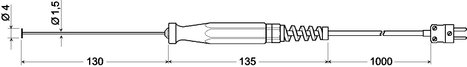 Greisinger GOF 500 Typ K univerzális hőmérséklet érzékelő mini hőelem csatlakozóval, -65 - +500 °C 2. kép