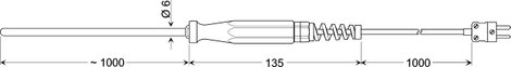 Greisinger GTF 1000 AL Typ K merülő hőmérséklet érzékelő mini hőelem csatlakozóval, -200 - +1000 °C 2. kép