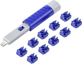 RJ45 LAN port zárkészlet 1 db kulccsal, 10 részes, kék, Renkforce RF-4695234