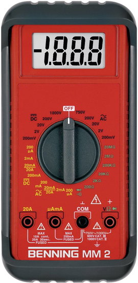 Digitális multiméter, mérőműszer 20A AC/DC Benning MM2