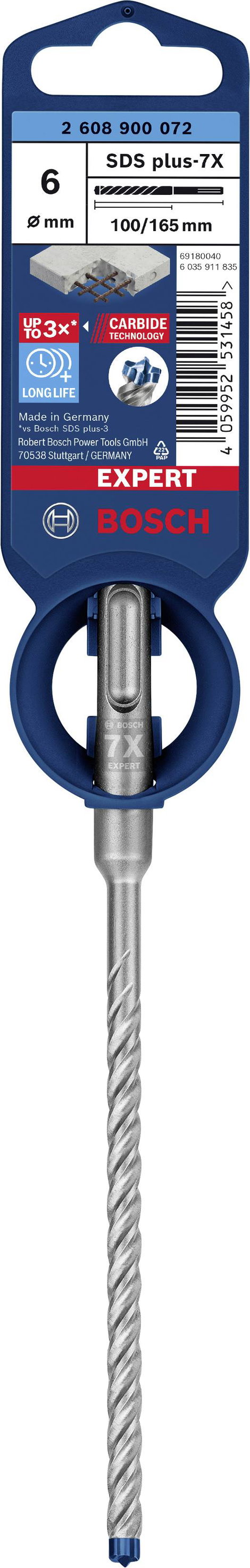 Bosch Accessories EXPERT SDS plus-7X 2608900072 Kalapácsfúró 1 db 6.00 mm Teljes hossz 165 mm SDS-Pl 2. kép