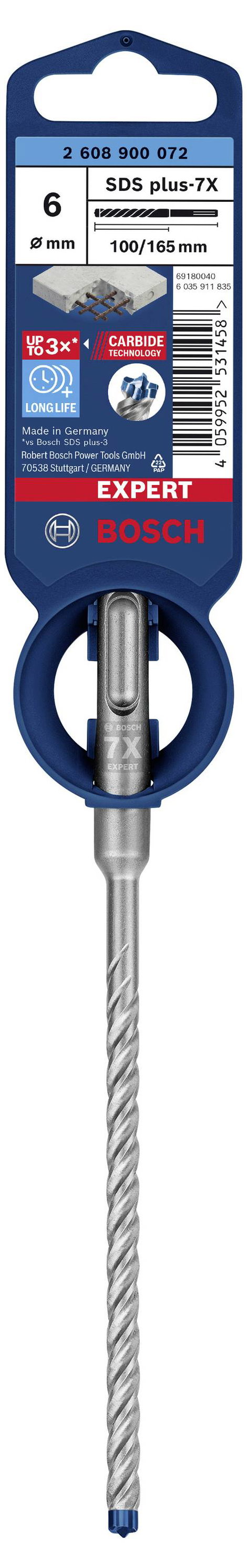 Bosch Accessories EXPERT SDS plus-7X 2608900072 Kalapácsfúró 1 db 6.00 mm Teljes hossz 165 mm SDS-Pl 3. kép