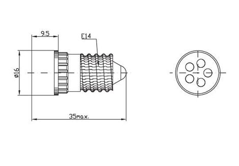 LED fényszóró, Signal Construct MCPE145368, 230 V DC/AC, foglalat: E14, piros 2. kép
