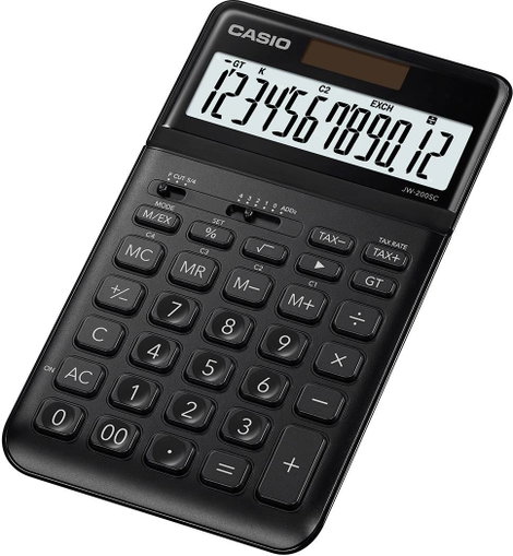 Casio JW-200SC-BK Asztali számítógép Fekete Kijelző (számjegy): 12 Napenergiával üzemeltetett, Eleme