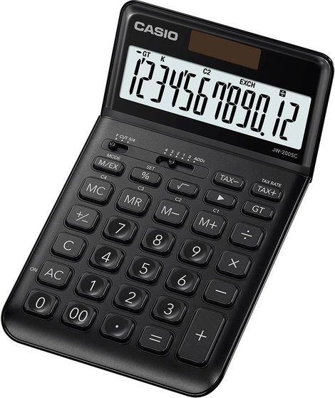 Casio JW-200SC-BK Asztali számítógép Fekete Kijelző (számjegy): 12 Napenergiával üzemeltetett, Eleme 2. kép