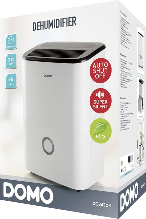 DOMO DO343DH Páramentesítő 75 m² 440 W 20 l/nap Fehér, Fekete 8. kép