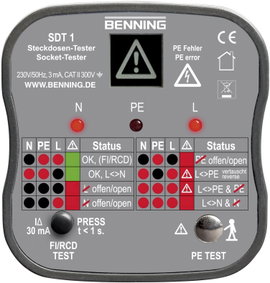 Konnektor teszter, hálózati csatlakozó bekötés vizsgáló Benning SDT 1