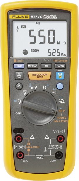 Szigetelésmérő műszer 50 V, 100 V, 250 V, 500 V, 1000 V 2 GΩ, Fluke 1587 FC
