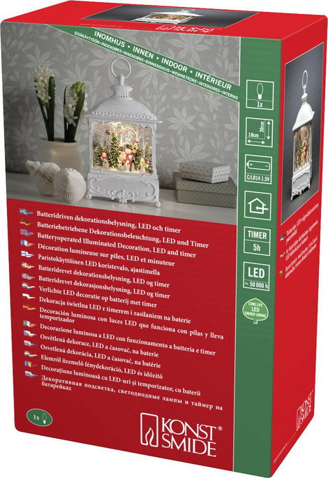 Konstsmide 4396-200 LED-es lámpás Télapók madarakkal Melegfehér LED Fehér vízzel töltve, időzítővel, 2. kép