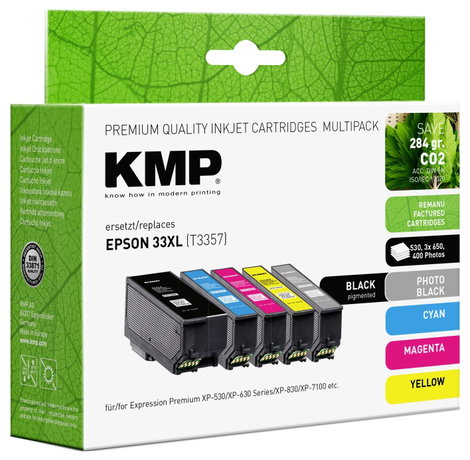 KMP Tinta helyettesíti Epson 33XL, T3357, T3351, T3361, T3362, T3363, T3364 Kompatibilis Kombinált c 2. kép