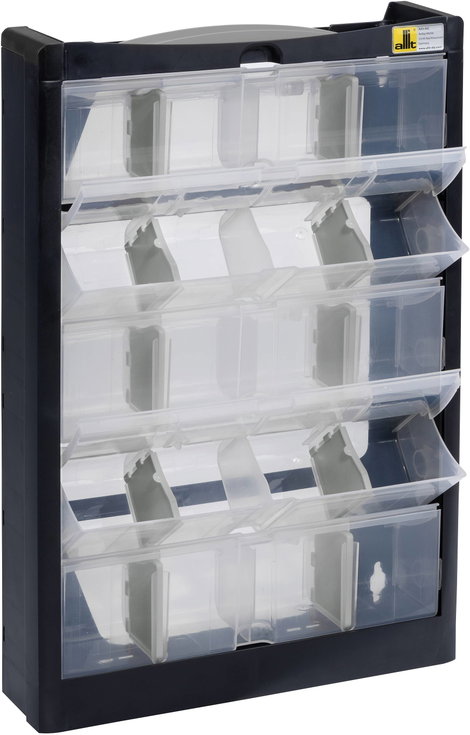 Allit 466250 Alkatrésztároló szekrény (Sz x Ma x Mé) 300 x 465 x 80 mm Fekete, Szürke 1 db