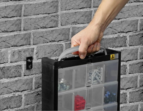 Allit 466250 Alkatrésztároló szekrény (Sz x Ma x Mé) 300 x 465 x 80 mm Fekete, Szürke 1 db 2. kép