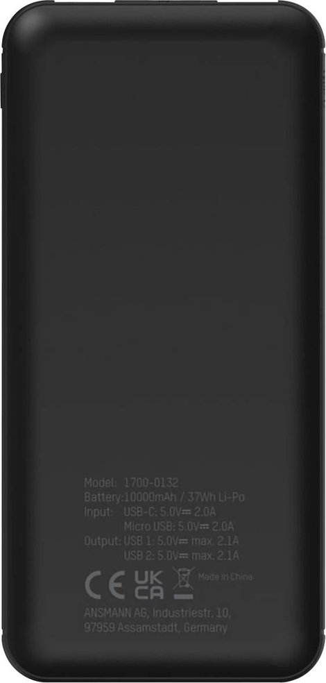 Ansmann PB212 Powerbank 10000 mAh Smart IC LiPo Mikro USB, USB-C®, USB Fekete állapotjelző 7. kép