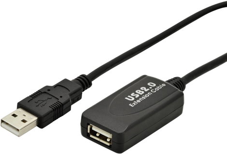 Digitus USB kábel USB 2.0 USB-A dugó, USB-A alj 5.00 m Fekete aktív, jelerősítéssel DA-70130-4