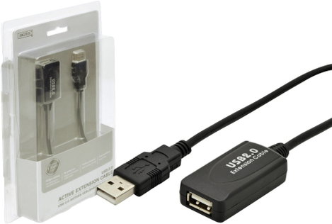 Digitus USB kábel USB 2.0 USB-A dugó, USB-A alj 5.00 m Fekete aktív, jelerősítéssel DA-70130-4 2. kép