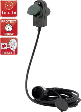 REV 0017101514 Áram Hosszabbítókábel Fekete 10.00 m H05RR-F 3G 1,5 mm²