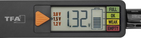 Digitális akkiu- és elemteszter 1,2 V, 1,5 V, 3 V, 9 V, TFA Dostmann 98.1126.01 2. kép
